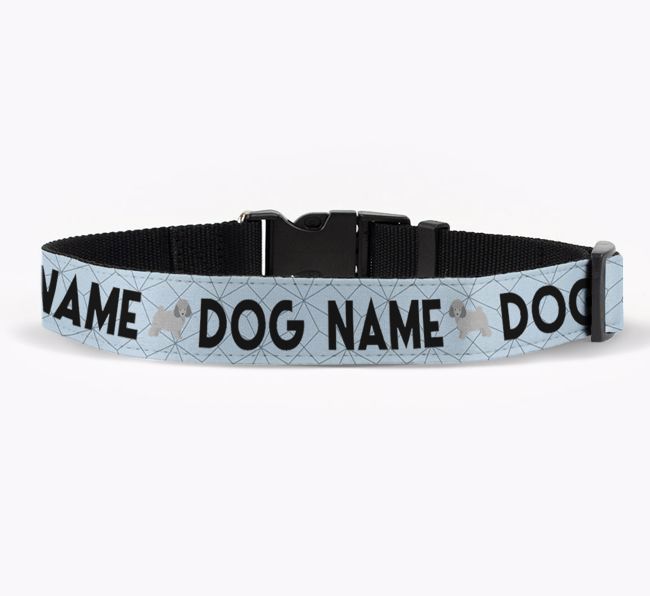 Personalised Fabric Collar with Doughnuts and {breedFullName} Icon for {dogsName}